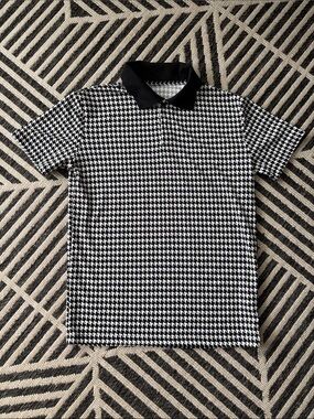 Black & White Houndstooth Polo Shirt